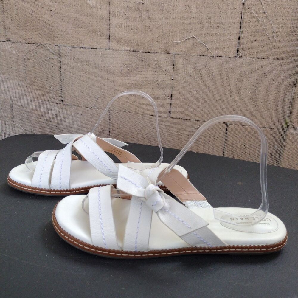 Cole Haan Cloud All Day Flat Comfort Sandals Womens Sz 9 White Cloudfeel Cushion